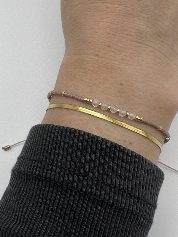 Armband CADI Miyuki gold Edelstein Mondstein, Handarbeit aus Klagenfurt