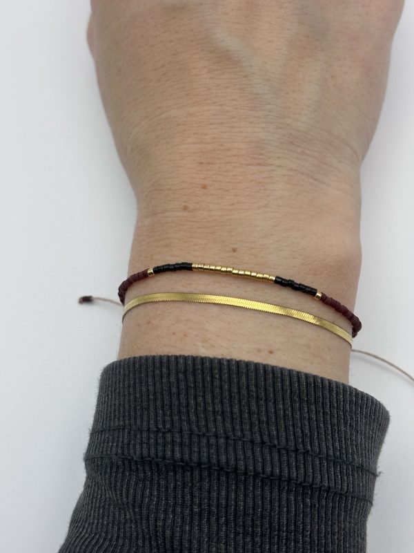 Armband Cadi Miyuki gold schwarz weinrot, Handarbeit aus Kärnten